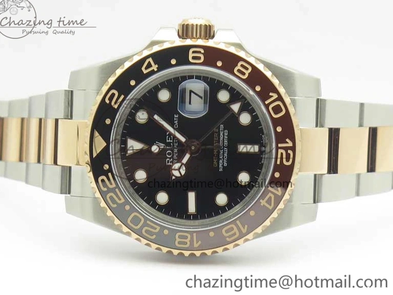 MiroTime 0518 AllSeason GMT-Master II 126711CHNR Black Brown Ceramic Bezel 904L SS RG GMF Best Edition Black Dial on 904L SS RG Bracelet A 3409